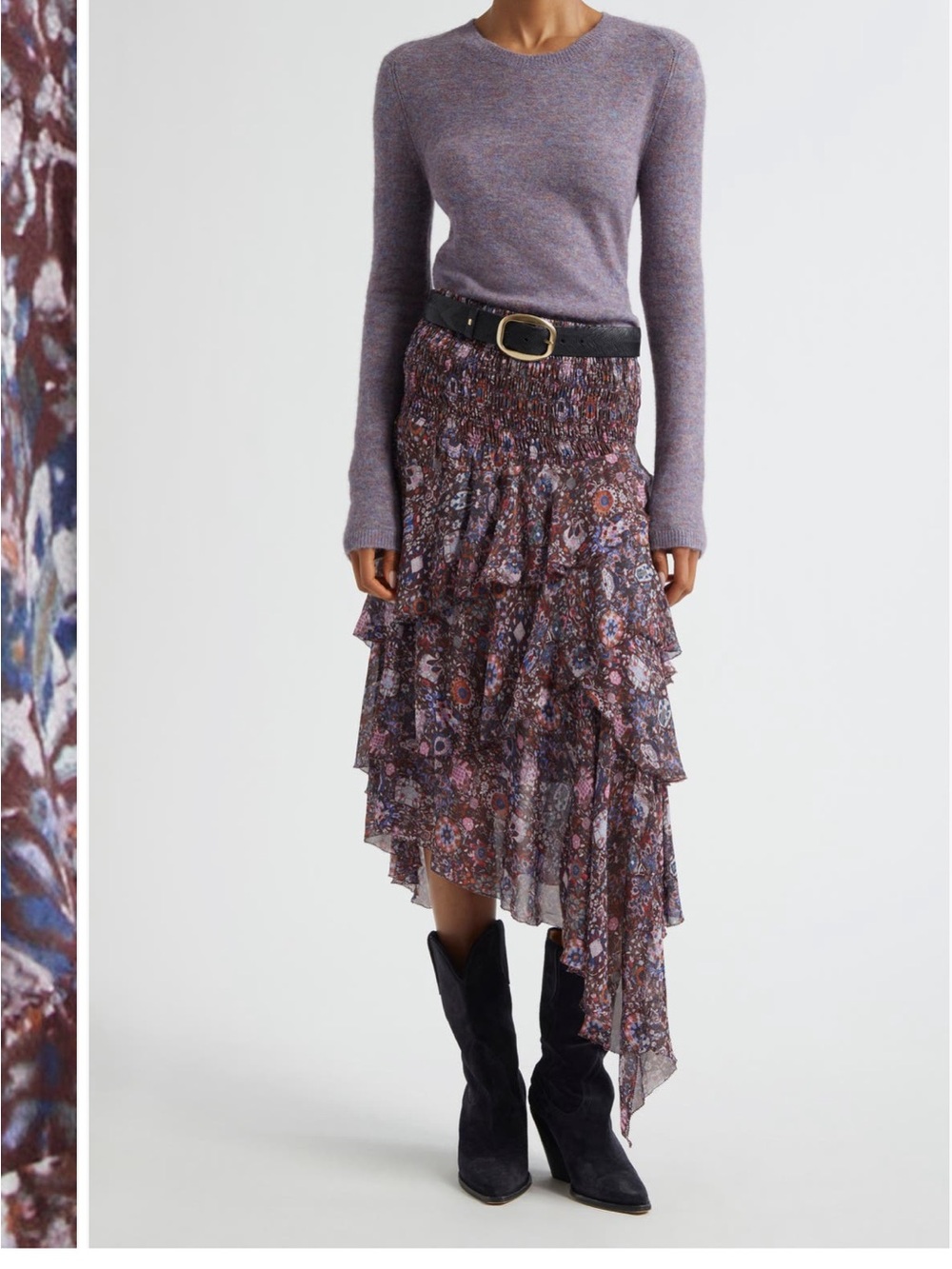 Etoile Isabel Marant Brigette Smocked Ruffle Skirt